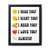 I Miss You I Want You I Need You I Love You Always Gallery Canvas Wraps Vertical Frame