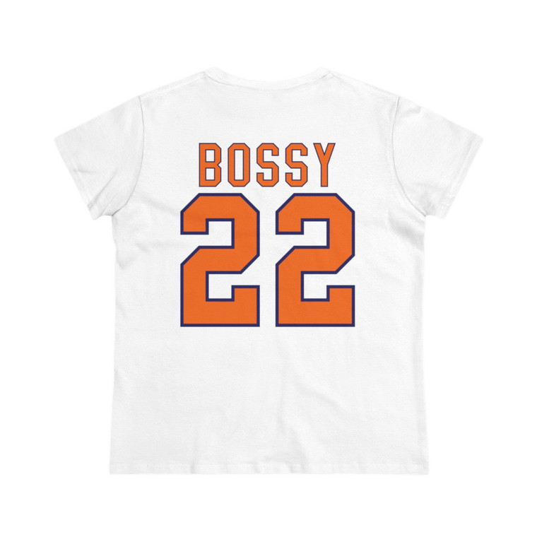 Mike Bossy 22 Orange & Blue Print New York Islanders Women's Midweight Cotton Tee