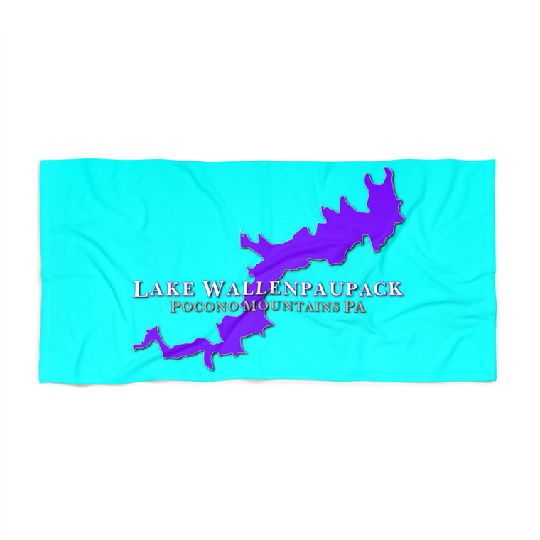 Lake Wallenpaupack Purple White Grey Turquoise Beach Towel Pocono Mountains