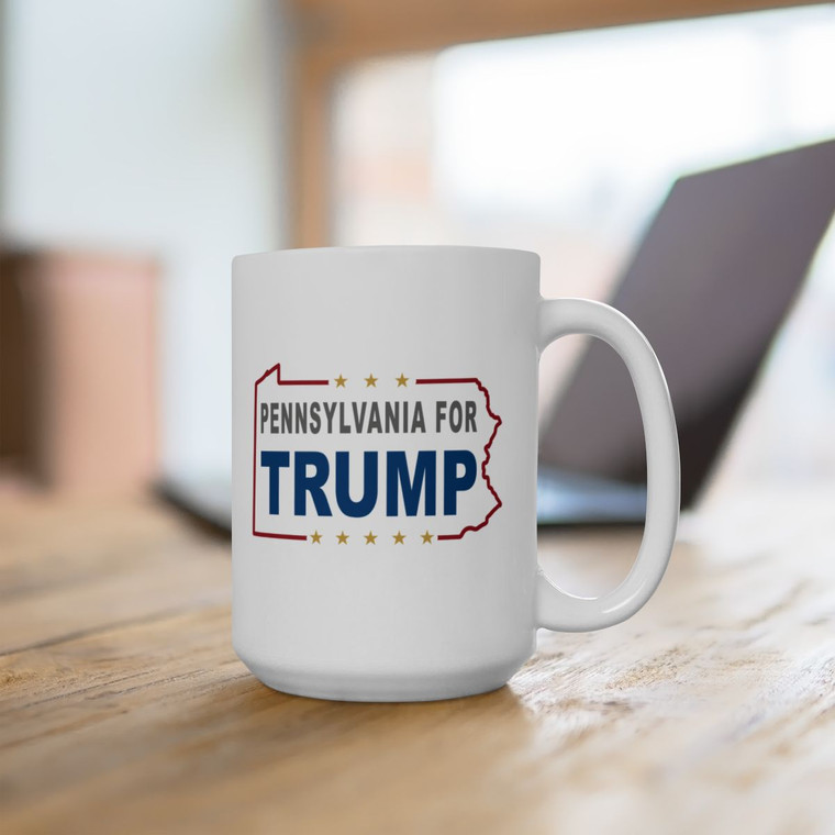 Pennsylvania For Trump Gold Stars President Donald J Trump PA Ceramic Mug, (11oz, 15oz)