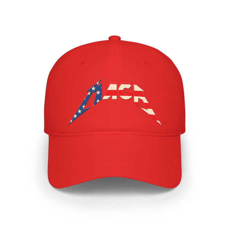 Patriotic MAGA Metal Parody American Flag Logo Low Profile Hat Baseball Cap President Donald J Trump 45 47