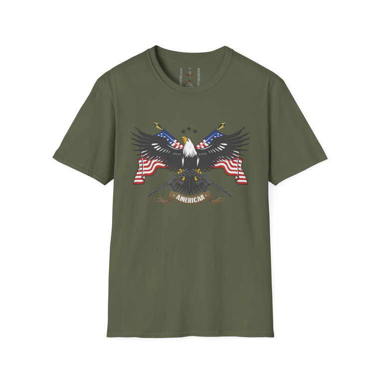 American Eagle Flag Guns T-Shirt — Patriotic USA Graphic Tee