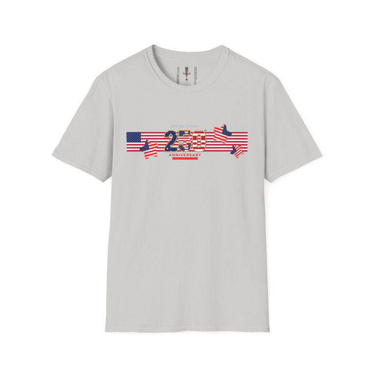 Patriotic 250th Anniversary Softstyle T-Shirt – American Flag Banner Tee Semiquincentennial Sestercentennial Quarter-Millennial