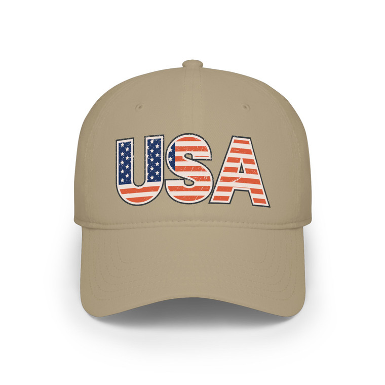 USA Flag Grunge Graphic Baseball Cap – Patriotic American Stars & Stripes Tee United States of America Low Profile Hat