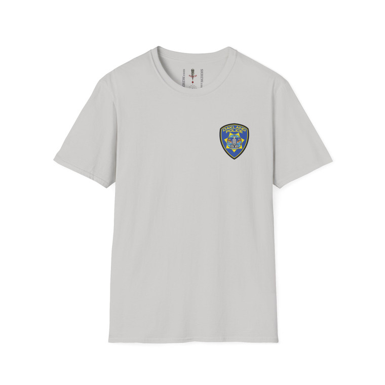 Oakland California Police Patch Softstyle T-Shirt Chest Logo - Small Chest Emblem, Law Enforcement Tribute Tee