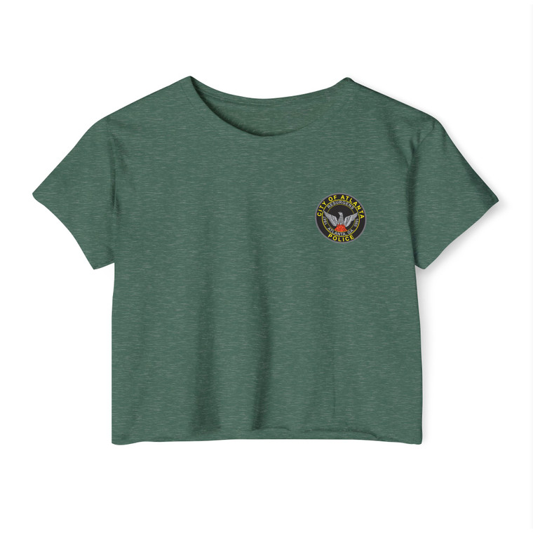 Atlanta Georgia Police Patch Crop Top T-Shirt - Law Enforcement Small Chest Eagle Emblem Women's Festival Tee