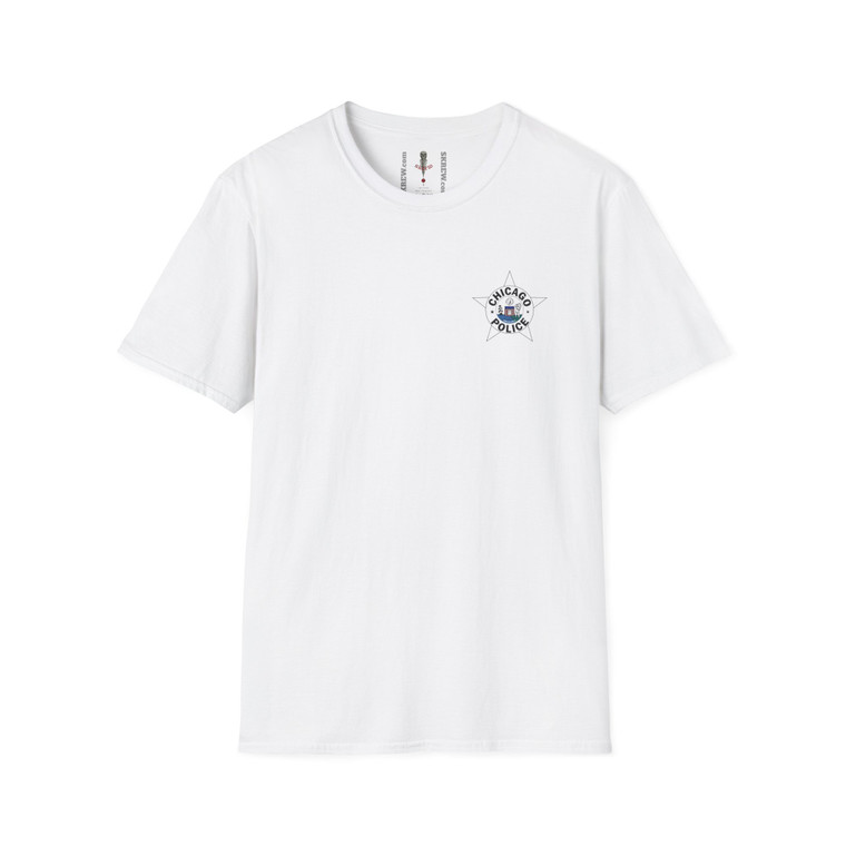 Chicago Illinois Police Shield Softstyle T-Shirt - Law Enforcement Small Chest Badge Emblem Tee