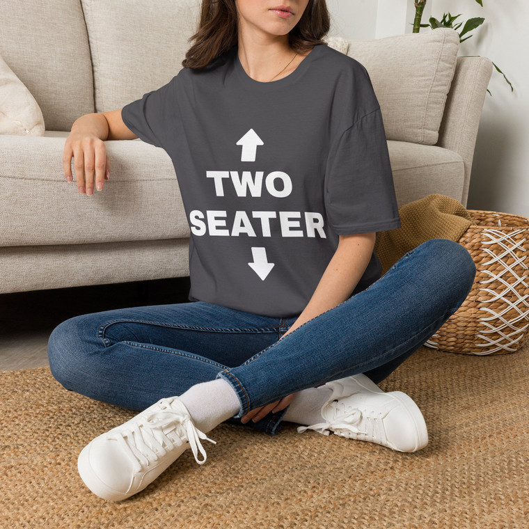 Two Seater Softstyle T-Shirt — Funny Couples Novelty Adult Humor Arrow Tee