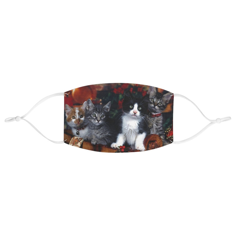 Christmas Scene Kittens Cats Cute Xmas Fabric Face Mask