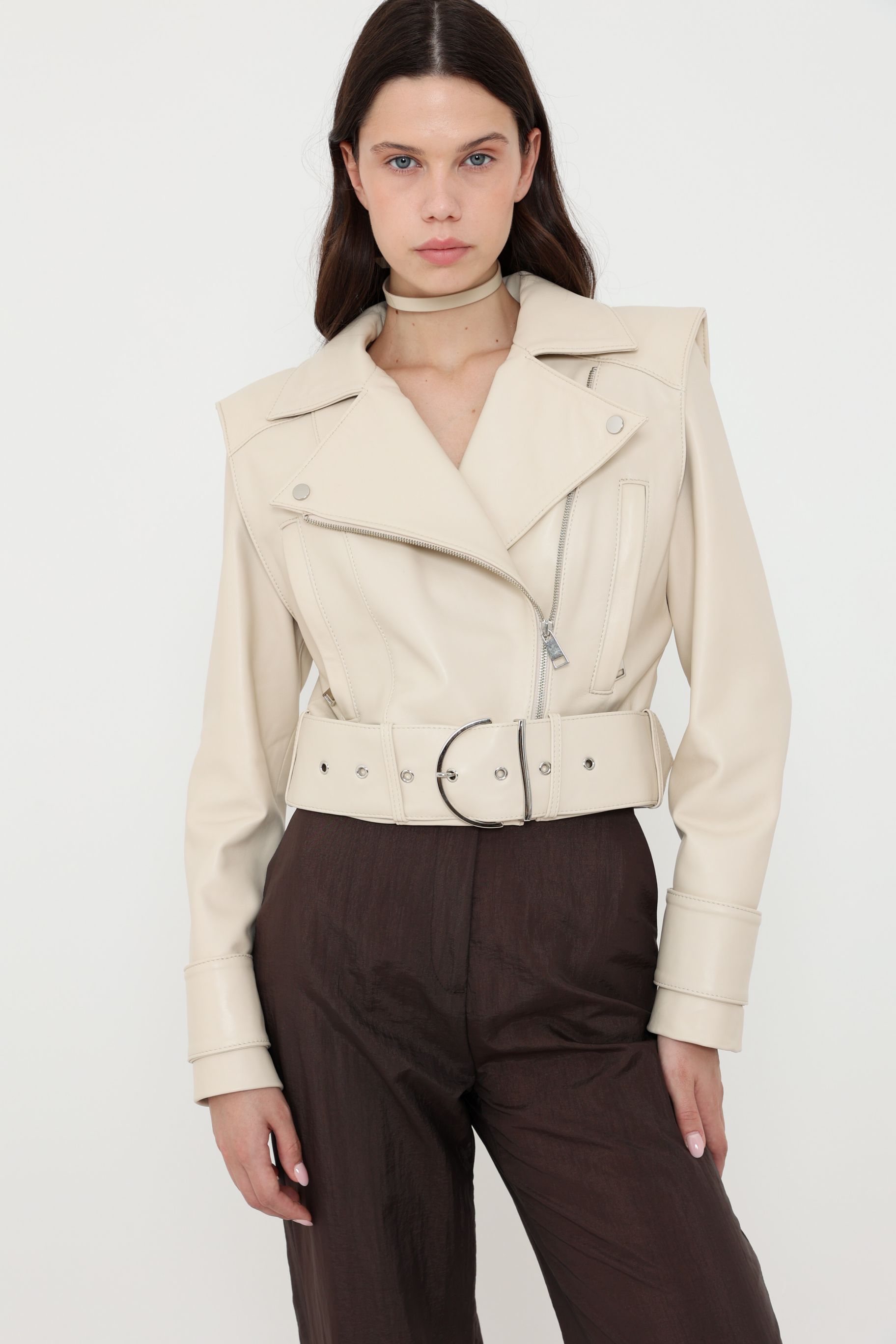 Beige leather jacket 8111502-4