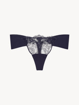 샹티이 레이스 장식의 블랙 라이크라 끈 팬티_0
