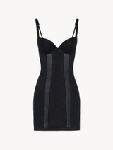 블랙 스트레치 튤로 장식된 슬립 드레스_0