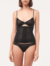 블랙 스트레치 튤로 장식된 코르셋_3