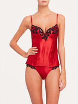 Red corset with frastaglio in silk satin_2
