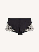 Black sleep shorts with frastaglio_0
