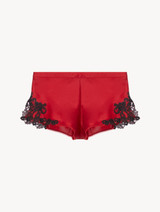 Red silk sleep shorts with frastaglio_1
