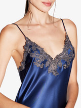 Blue silk satin short nightgown with frastaglio_6