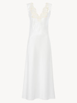 White silk satin long nightgown with frastaglio_0