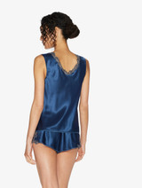 Blue silk satin top with frastaglio_2