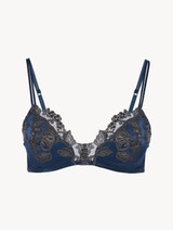 프라스탈리오 자수가 들어간 블루 실크 트라이앵글 브라_0