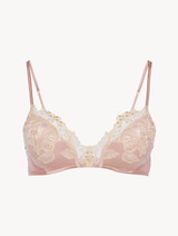 프라스탈리오 자수가 들어간 파우더 핑크 실크 트라이앵글 브라_0