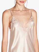 Rose Beige silk long nightgown with macramé_9
