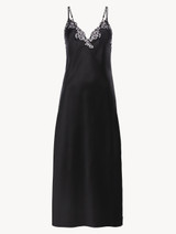 Black silk long nightgown with macramé_1