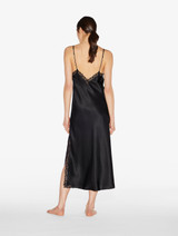 Black silk long nightgown with macramé_7