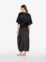 Black long silk robe with  macramé_7
