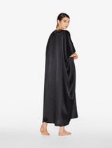Black long silk robe with  macramé_14