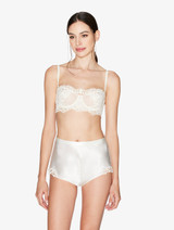 Off-white silk sleep shorts with macramé frastaglio_11