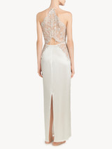 리버 레이스 트림 오프 화이트 실크 홀터넥 나이트드레스_4