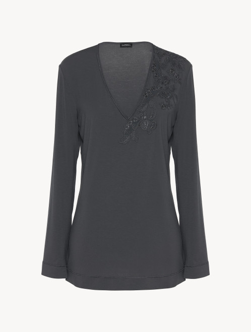 차콜 그레이 모달 긴 소매 탑_3