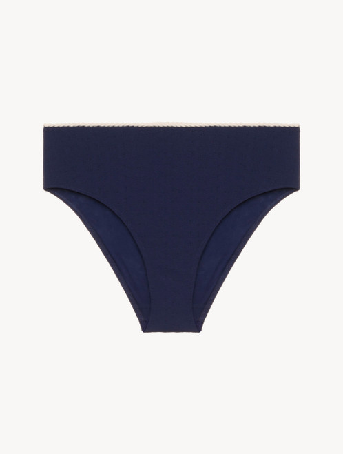 네이비 컬러 모노그램 하이 웨이스트 비키니 브리프_0