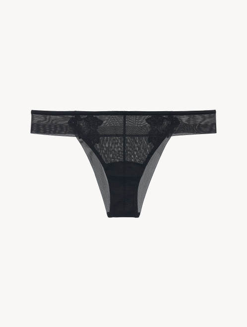 블랙 스트레치 튤로 장식된 브라질리언 브리프_2
