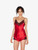 Red silk sleep shorts with frastaglio_6