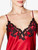 Red silk satin short nightgown with frastaglio_6