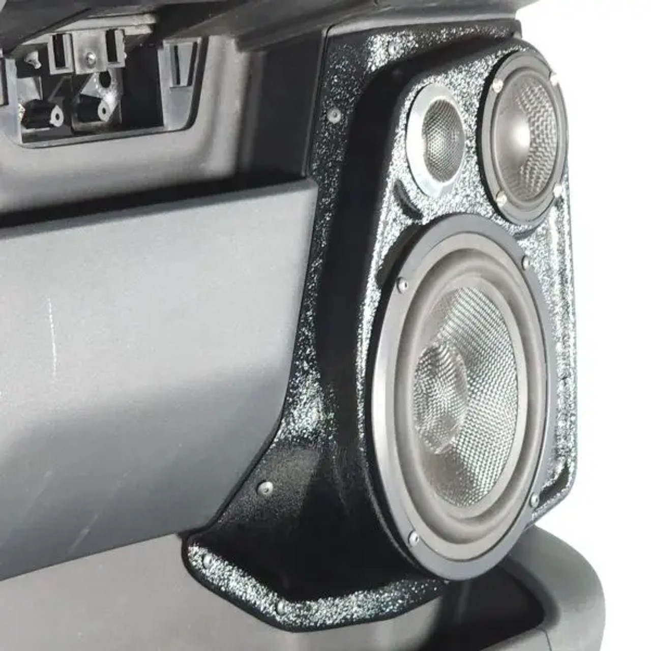 Single 3.50 in + Single Tweeter Speaker Pods Compatible with The Lower A-Pillar of a 07-14 GM Full Size Truck - Black Stainless Steel Finish Single 6.5\u2033 and Single 3.5\u2033 and Single Tweeter Speaker Pods for