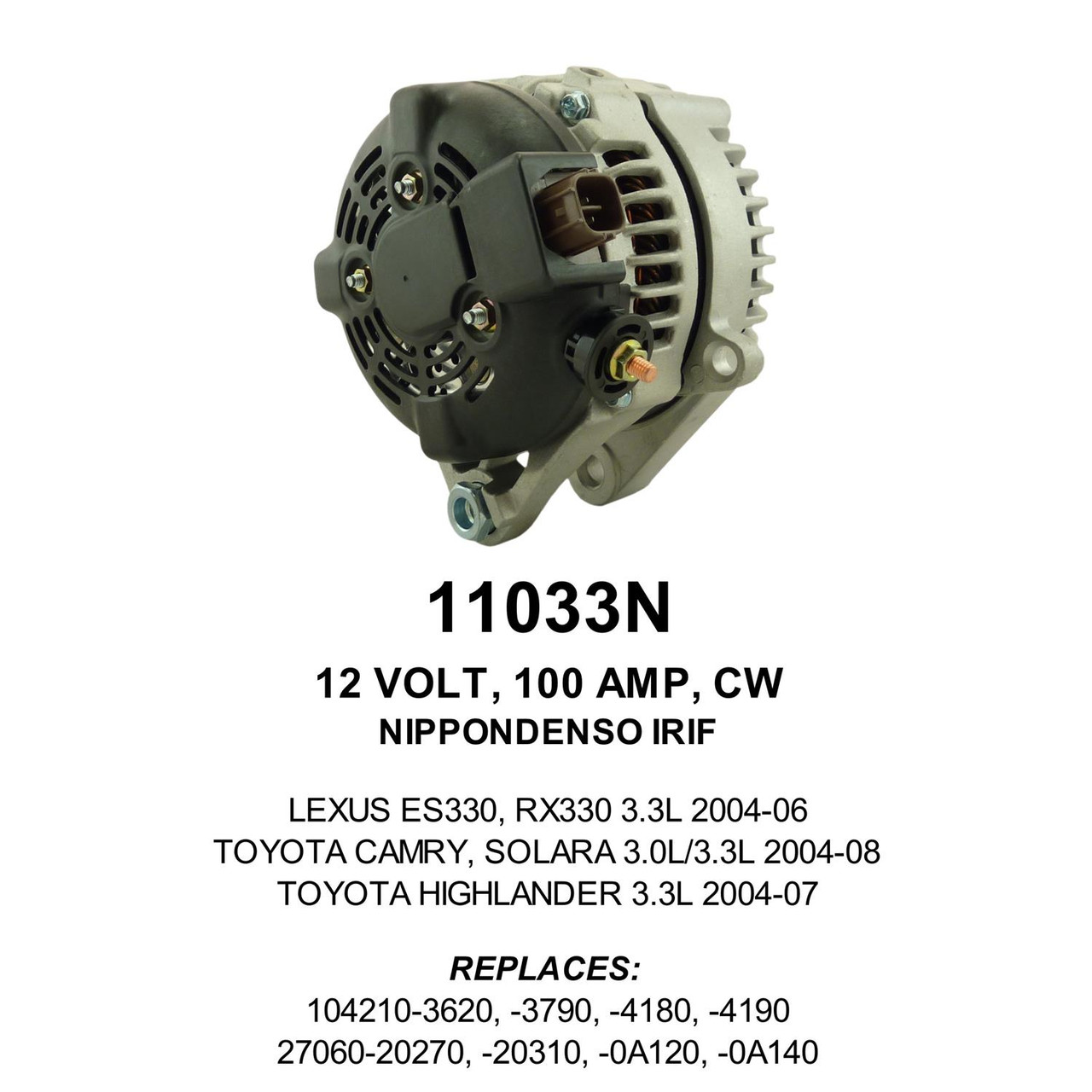 SCITOO 100Amp Alternator For Toyota Camry 2.4 (2004-2006) & Highlander (2004-2007) – Direct Replacement