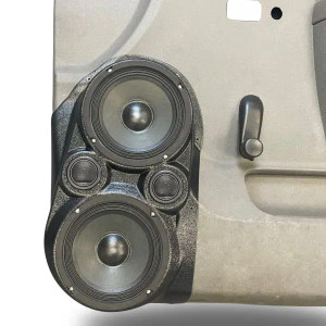 Custom Speaker Pods Dual 6.5″ and Dual Tweeter Speaker Pods for the Front Door of a 10-13 Chevrolet Silverado-GMC Sierra Lower Handle