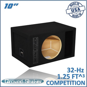 black 10" 32-hz single competition ported sub box black 10" 32-hz single competition ported sub box