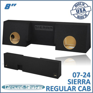 black 8" dual sealed sub box, fits 07-24 gmc sierra regular-cab