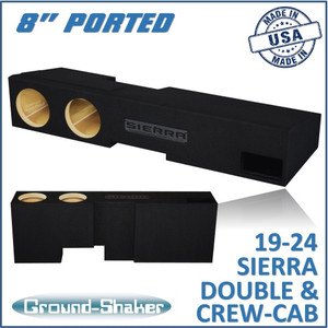 black 8" dual ported sub box, fits 19-24 gmc sierra double & crew-cab black 8" dual ported sub box, fits 19-24 gmc sierra double & crew-cab