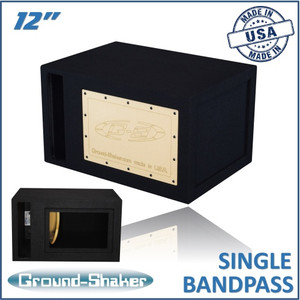 black 12" single slot ported bandpass sub box black 12" single slot ported bandpass sub box
