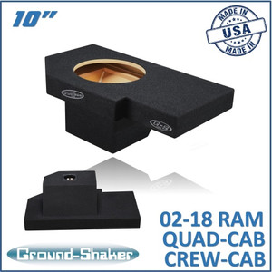 black 10" single sealed sub box, fits 02-18 dodge ram 1500 crew-cab & ext-cab