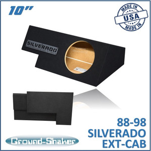 black 10" single sealed sub box, fits 88-98 chevy silverado ext-cab black 10" single sealed sub box, fits 88-98 chevy silverado ext-cab