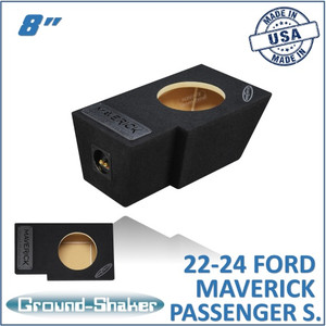 black 8" single sealed sub box, fits 22-24 ford maverick (passenger side)