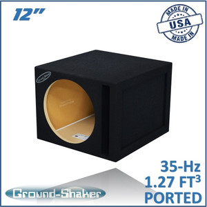 black 12" single ported sub box black 12" single ported sub box