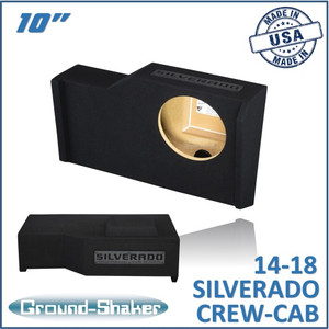 Chevy 14-18 Silverado Crew-Cab Black 10" Single Sealed Subwoofer Box