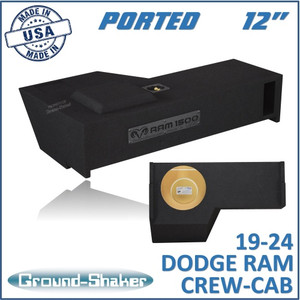 black 12" single ported sub box, fits 19-24 dodge ram 1500 crew-cab black 12" single ported sub box, fits 19-24 dodge ram 1500 crew-cab